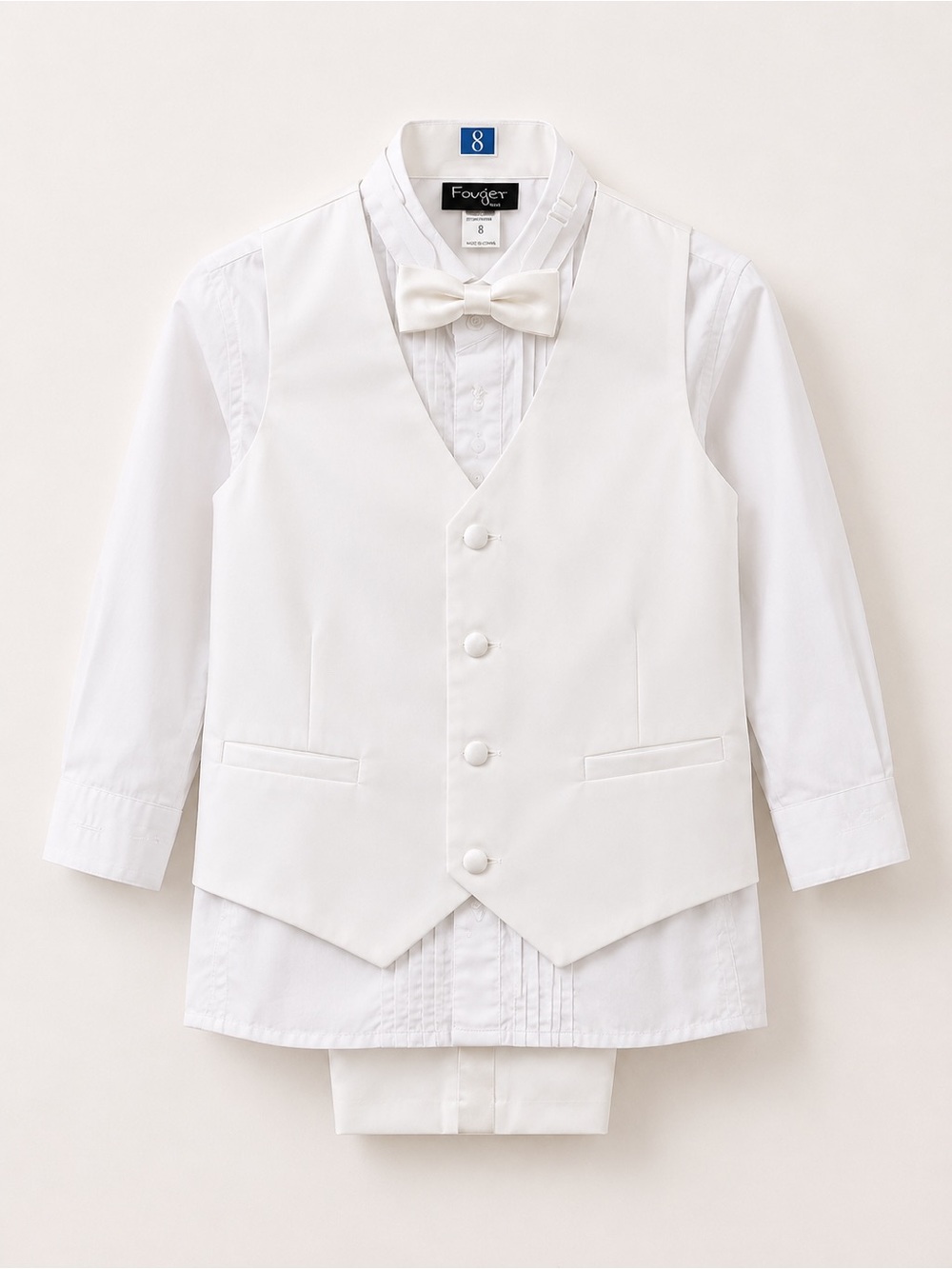 NWT Fouger Slim White Suit With Vest size 8 - Picture 4 of 14